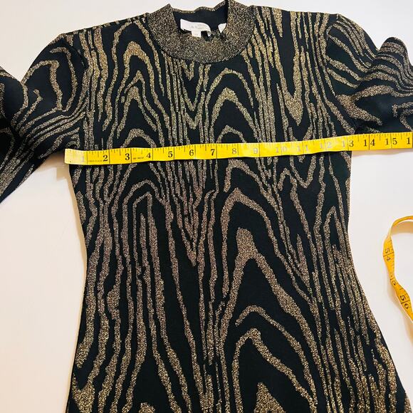 A.L.C Ziggy Glittery Mock Neck Knit Sweater Dress Size XS Black Gold - Picture 9 of 12